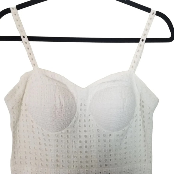 Rebecca Minkoff White Eyelet Lace Bustier Claudia Dress Sz L - Picture 9 of 14